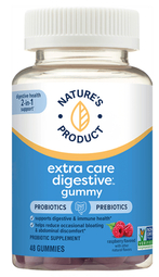 Extra Care Digestive Probiotics & Prebiotics (Raspberry), 48 Gummies