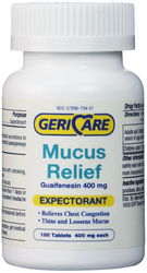 Mucus Relief (Expectorant) Guaifenesin 400mg 100 Tablets