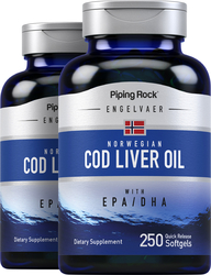 Cod Liver Oil Norwegian  2 Bottles x 250 Softgels